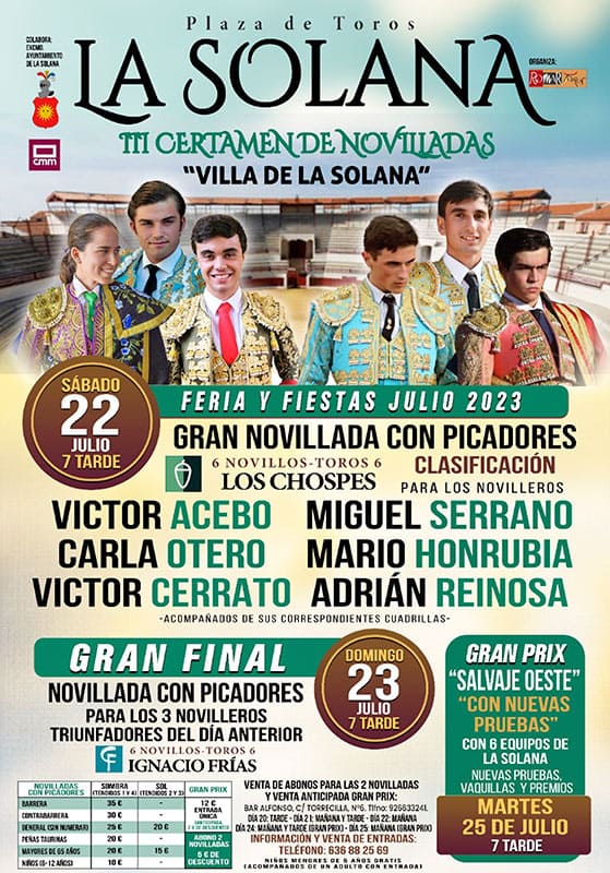 El III Certamen de Novilladas "Villa de La Solana", con cartel