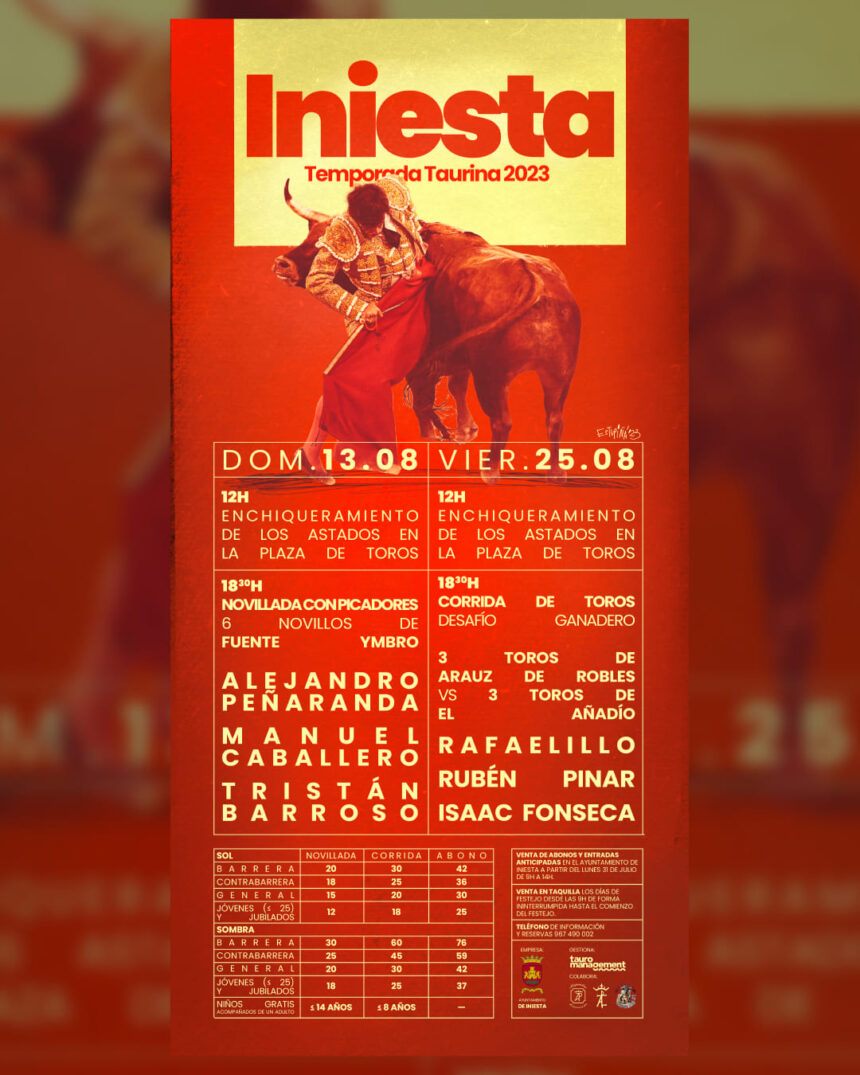 Iniesta anuncia una novillada y una corrida de toros