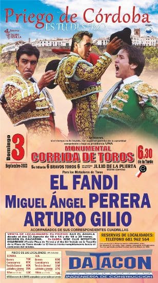 Priego de Córdoba celebrará una corrida el 3 de septiembre